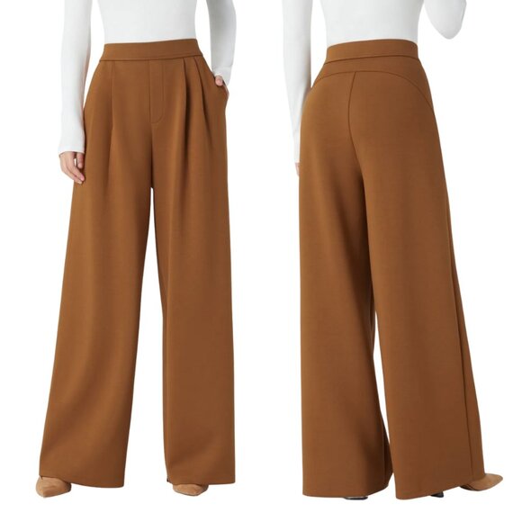 Halara High Waisted Pocket Wide Leg Work Pants, Glazed Ginger L - Rust, Autumn - Picture 1 of 8